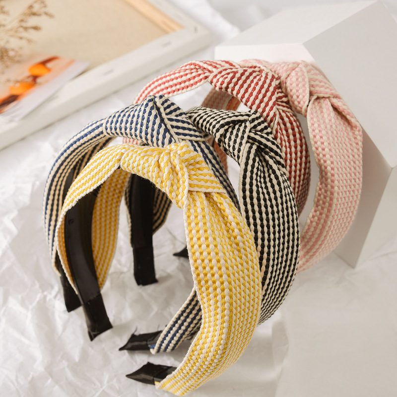 Headband Summer Knit - Bandeau à large bord à carreaux