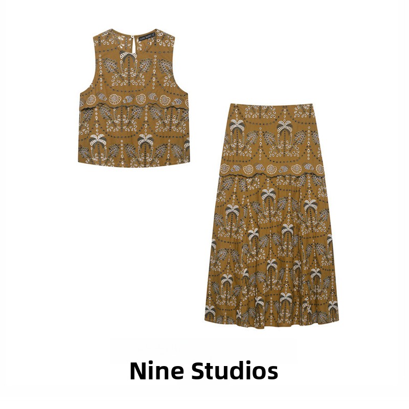Midi Skirt Floral - Ensemble de mode pour femmes NINE
