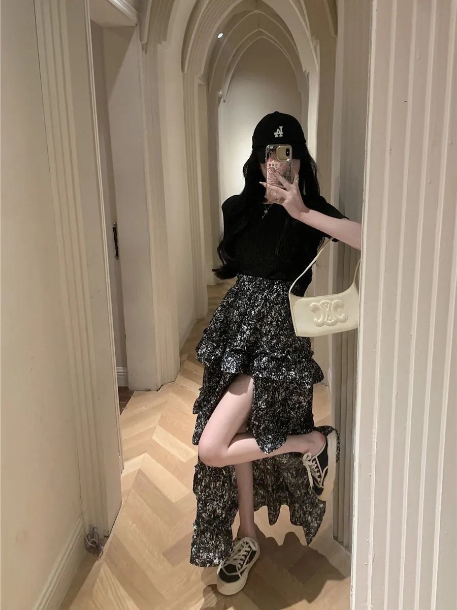 Midi Skirt Floral - Jupe mi-longue à imprimé floral pour